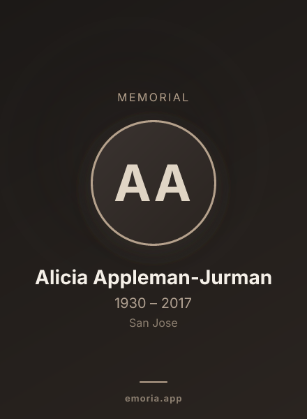 Memorial portrait of Alicia Appleman-Jurman