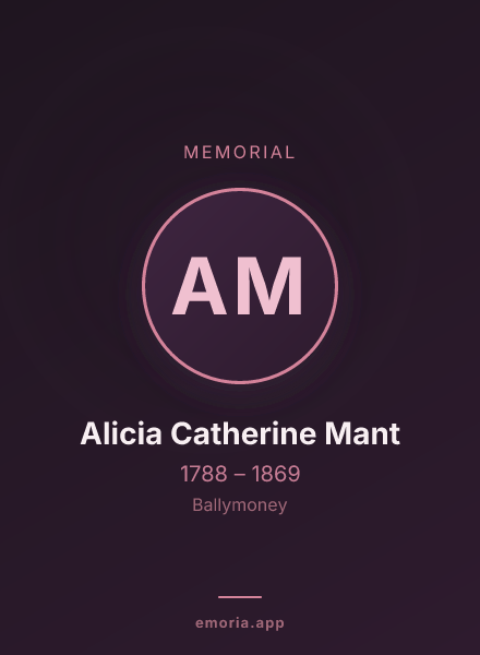 Memorial portrait of Alicia Catherine Mant