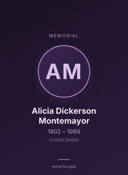 Memorial portrait of Alicia Dickerson Montemayor