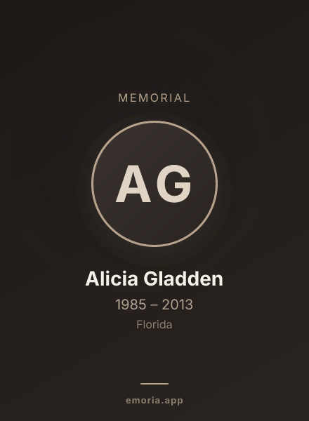 Memorial portrait of Alicia Gladden