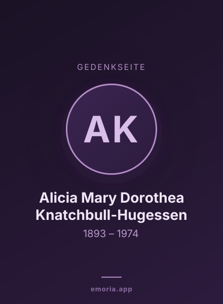 Gedenkportrait von Alicia Mary Dorothea Knatchbull-Hugessen