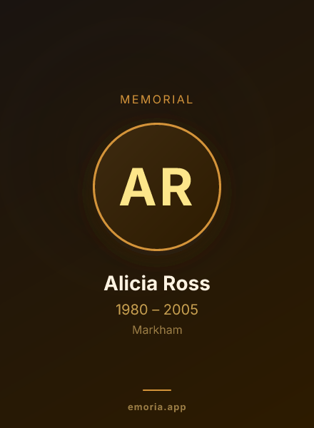 Memorial portrait of Alicia Ross