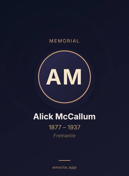 Memorial portrait of Alick McCallum