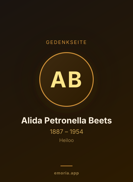 Gedenkportrait von Alida Petronella Beets