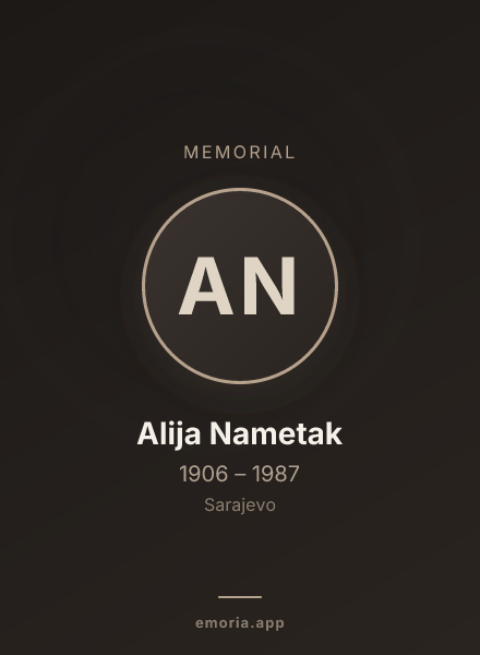 Memorial portrait of Alija Nametak