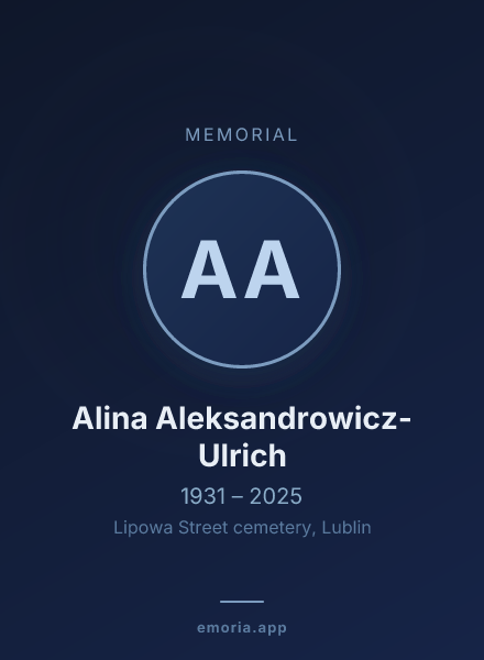 Memorial portrait of Alina Aleksandrowicz-Ulrich