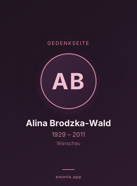 Gedenkportrait von Alina Brodzka-Wald