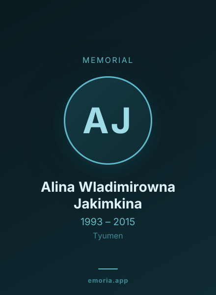 Memorial portrait of Alina Wladimirowna Jakimkina