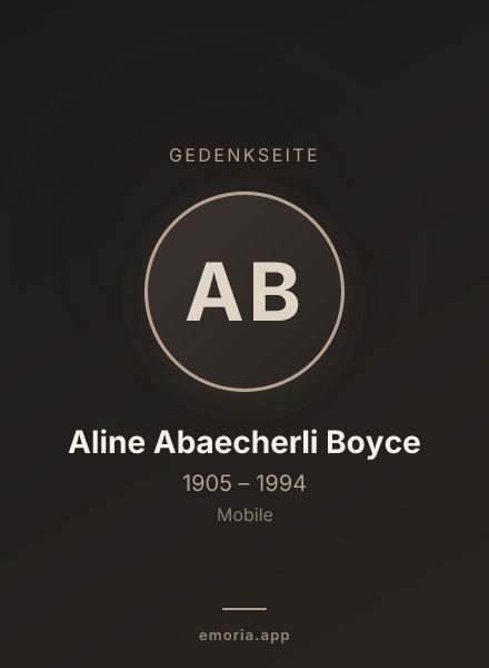 Gedenkportrait von Aline Abaecherli Boyce