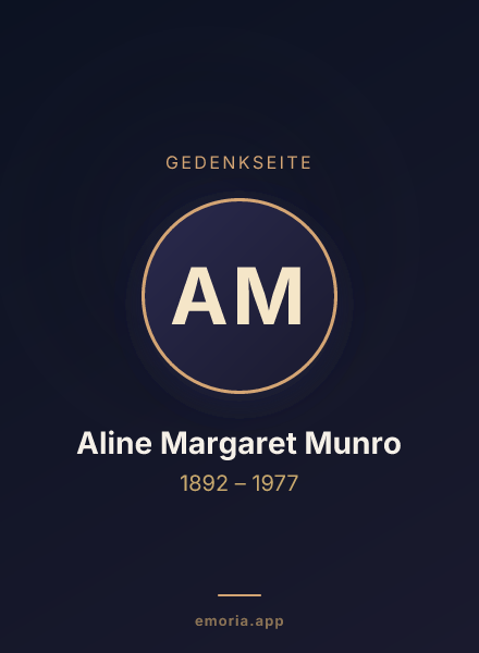 Gedenkportrait von Aline Margaret Munro