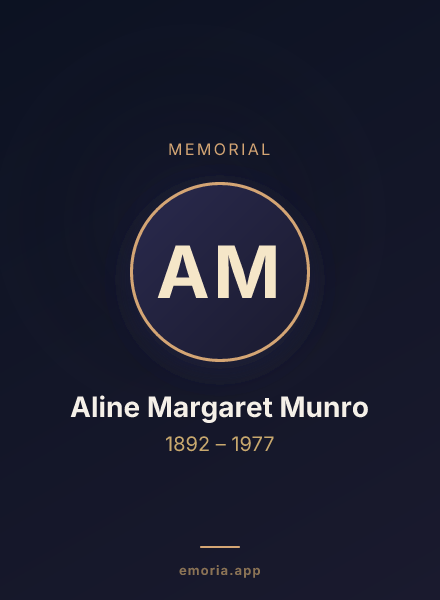 Memorial portrait of Aline Margaret Munro