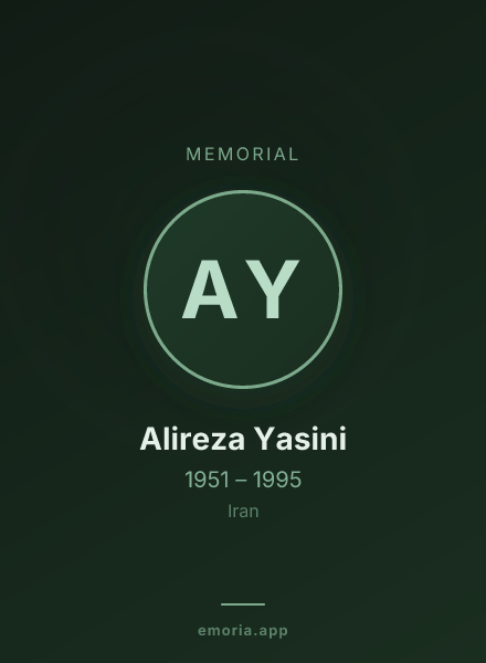 Memorial portrait of Alireza Yasini