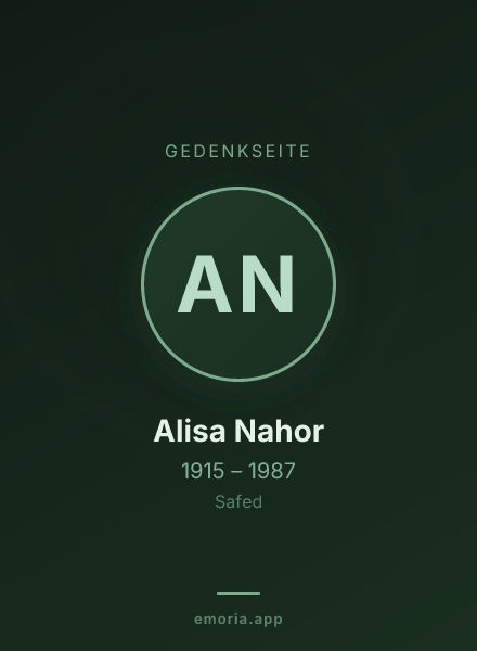Gedenkportrait von Alisa Nahor