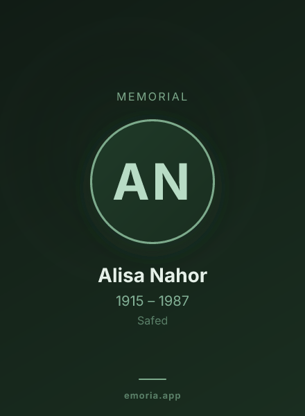 Memorial portrait of Alisa Nahor