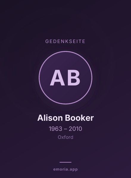 Gedenkportrait von Alison Booker