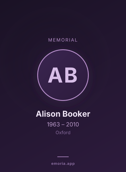 Memorial portrait of Alison Booker