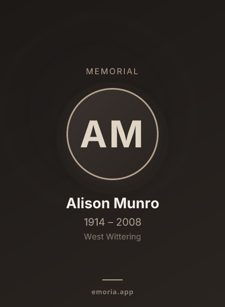 Memorial portrait of Alison Munro