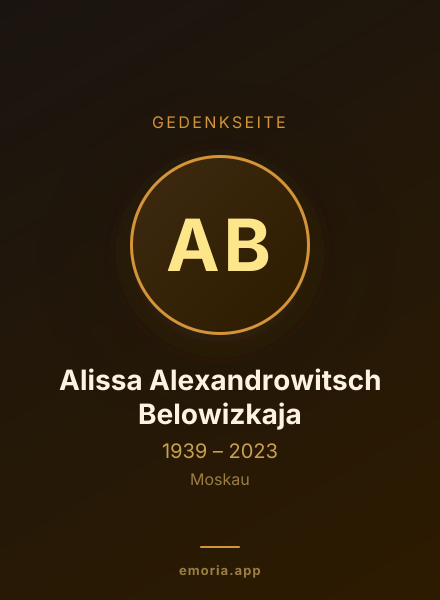Gedenkportrait von Alissa Alexandrowitsch Belowizkaja