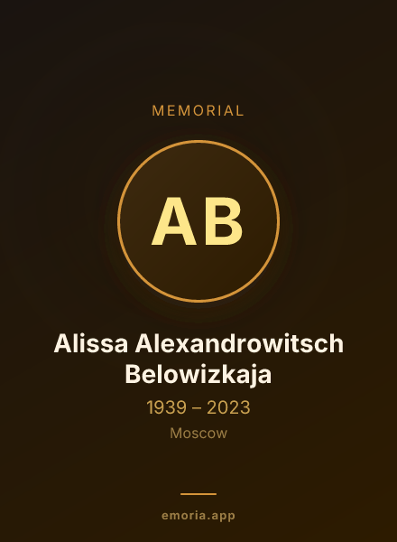 Memorial portrait of Alissa Alexandrowitsch Belowizkaja