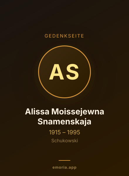 Gedenkportrait von Alissa Moissejewna Snamenskaja