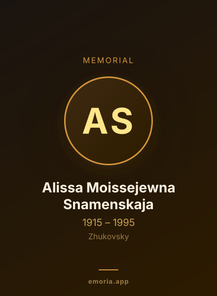 Memorial portrait of Alissa Moissejewna Snamenskaja
