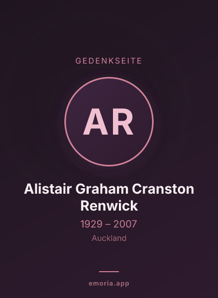 Gedenkportrait von Alistair Graham Cranston Renwick