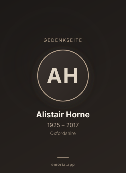 Gedenkportrait von Alistair Horne