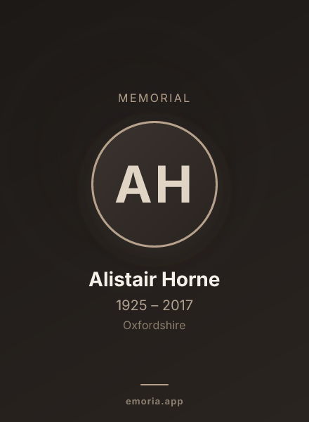 Memorial portrait of Alistair Horne