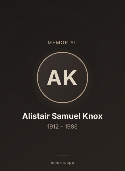 Memorial portrait of Alistair Samuel Knox