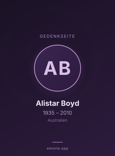 Gedenkportrait von Alistar Boyd