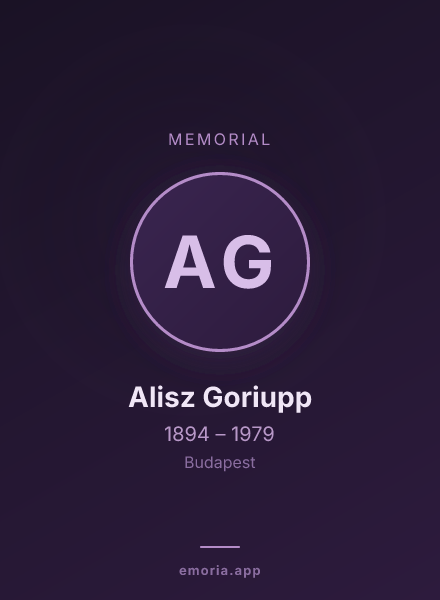 Memorial portrait of Alisz Goriupp
