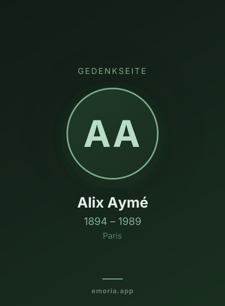 Gedenkportrait von Alix Aymé
