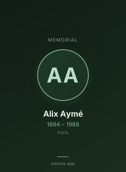 Memorial portrait of Alix Aymé