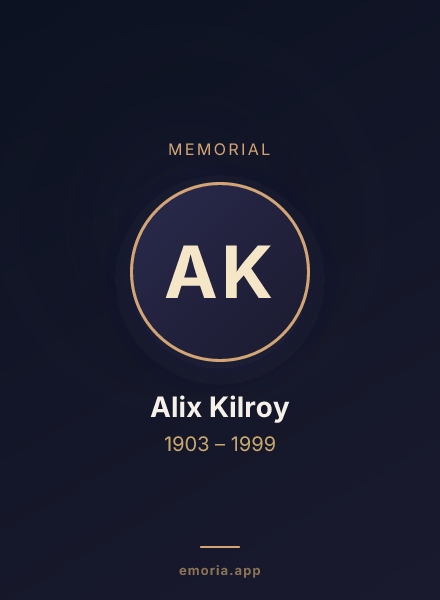 Memorial portrait of Alix Kilroy