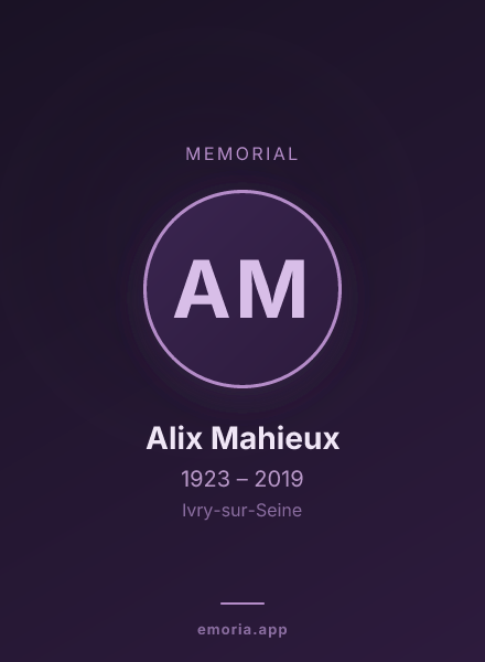 Memorial portrait of Alix Mahieux