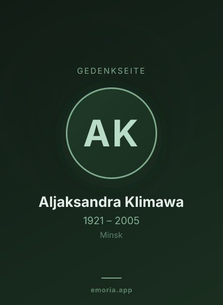 Gedenkportrait von Aljaksandra Klimawa