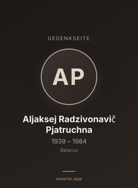 Gedenkportrait von Aljaksej Radzivonavič Pjatruchna
