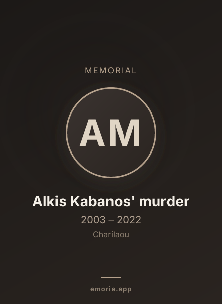 Memorial portrait of Alkis Kabanos' murder