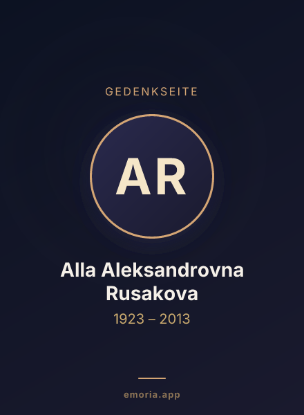 Gedenkportrait von Alla Aleksandrovna Rusakova