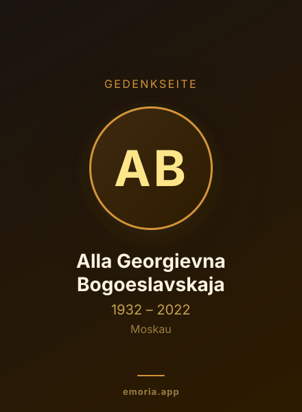 Gedenkportrait von Alla Georgievna Bogoeslavskaja
