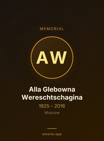 Memorial portrait of Alla Glebowna Wereschtschagina