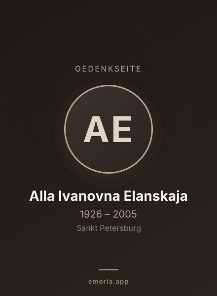 Gedenkportrait von Alla Ivanovna Elanskaja
