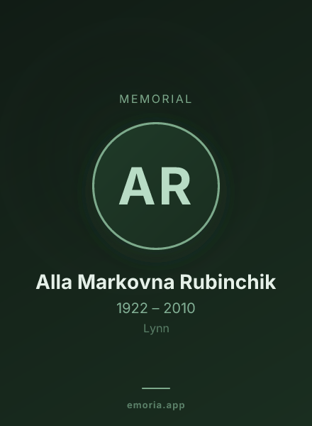 Memorial portrait of Alla Markovna Rubinchik
