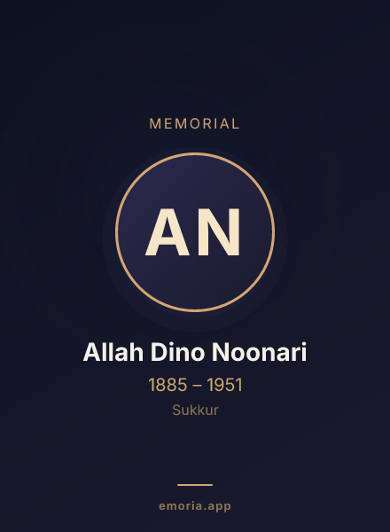 Memorial portrait of Allah Dino Noonari