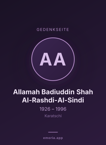 Gedenkportrait von Allamah Badiuddin Shah Al-Rashdi-Al-Sindi