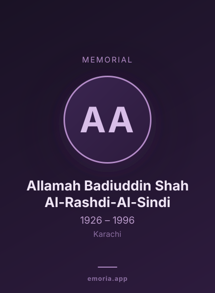 Memorial portrait of Allamah Badiuddin Shah Al-Rashdi-Al-Sindi