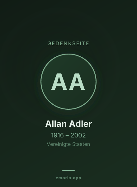 Gedenkportrait von Allan Adler