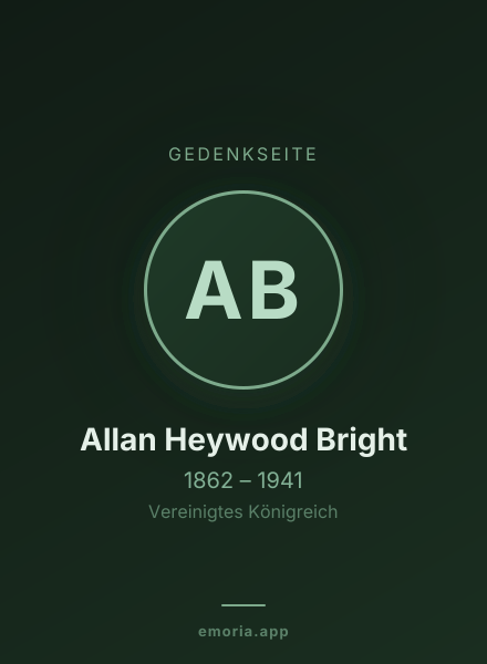 Gedenkportrait von Allan Heywood Bright