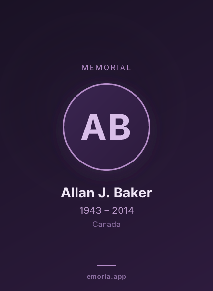 Memorial portrait of Allan J. Baker