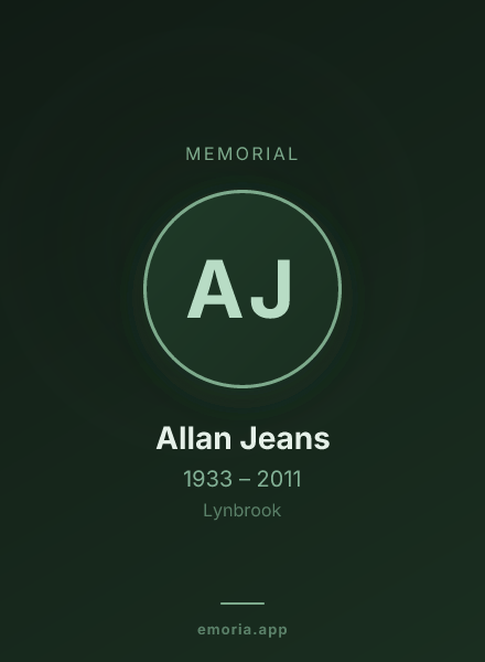 Memorial portrait of Allan Jeans